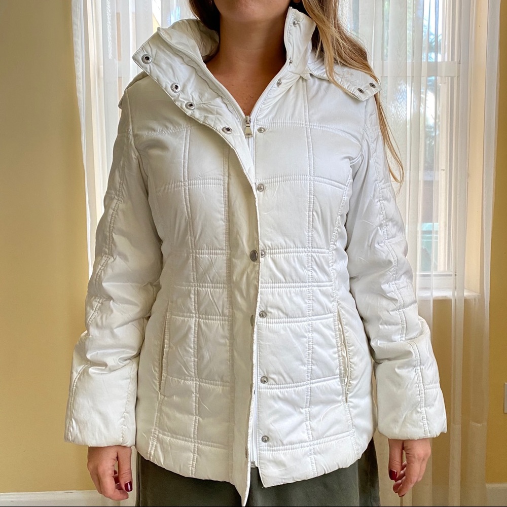 White puffer coat